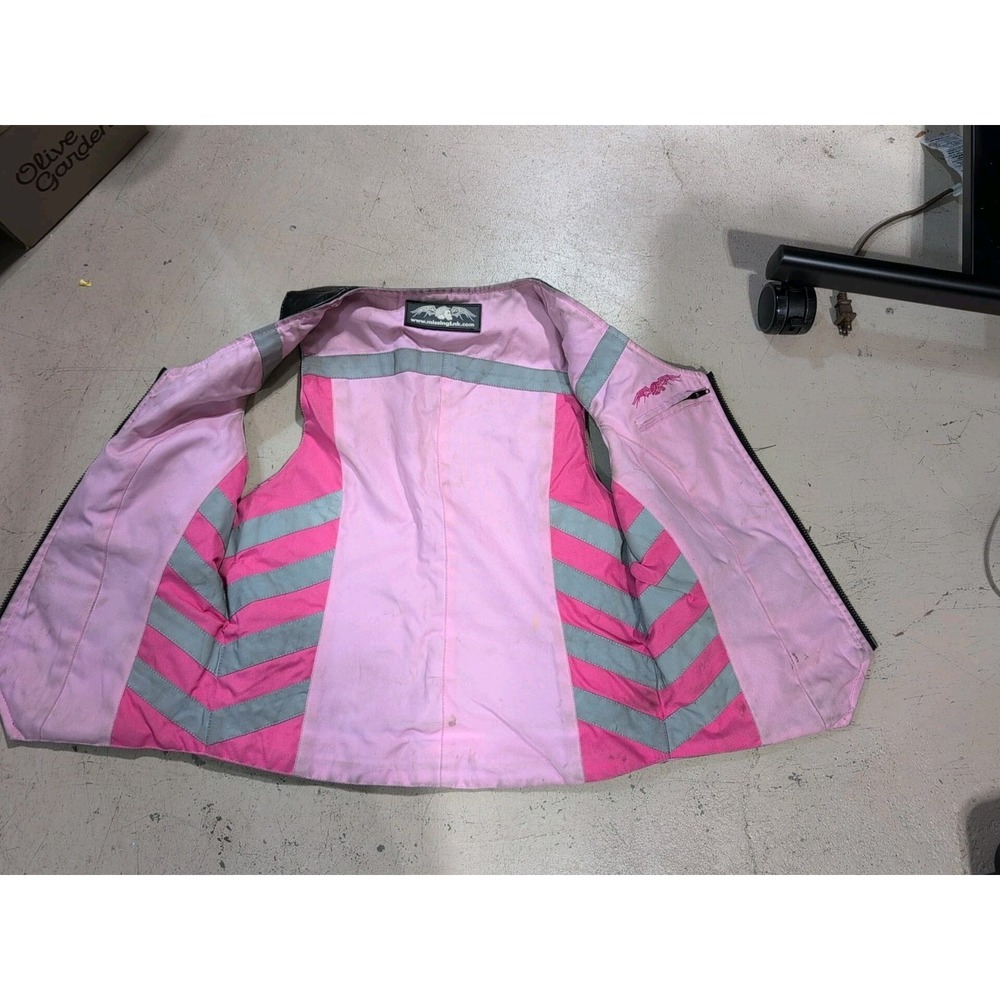 Missing Link Women's G2 D.O.C. Reversible Safety Vest Black Leather/Pink Med - Picture 2 of 3